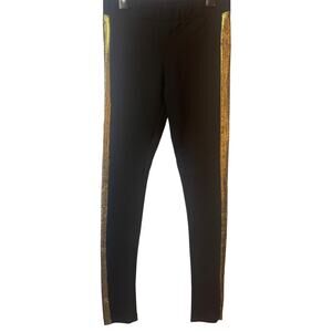 Gianni Bini GB Juniors Black Leggings with gold sequin leg stripe